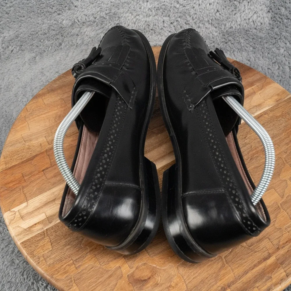 Bass Black Leather Slip-On Loafers with Kiltie Tassels 2553-001 Men US 10 M